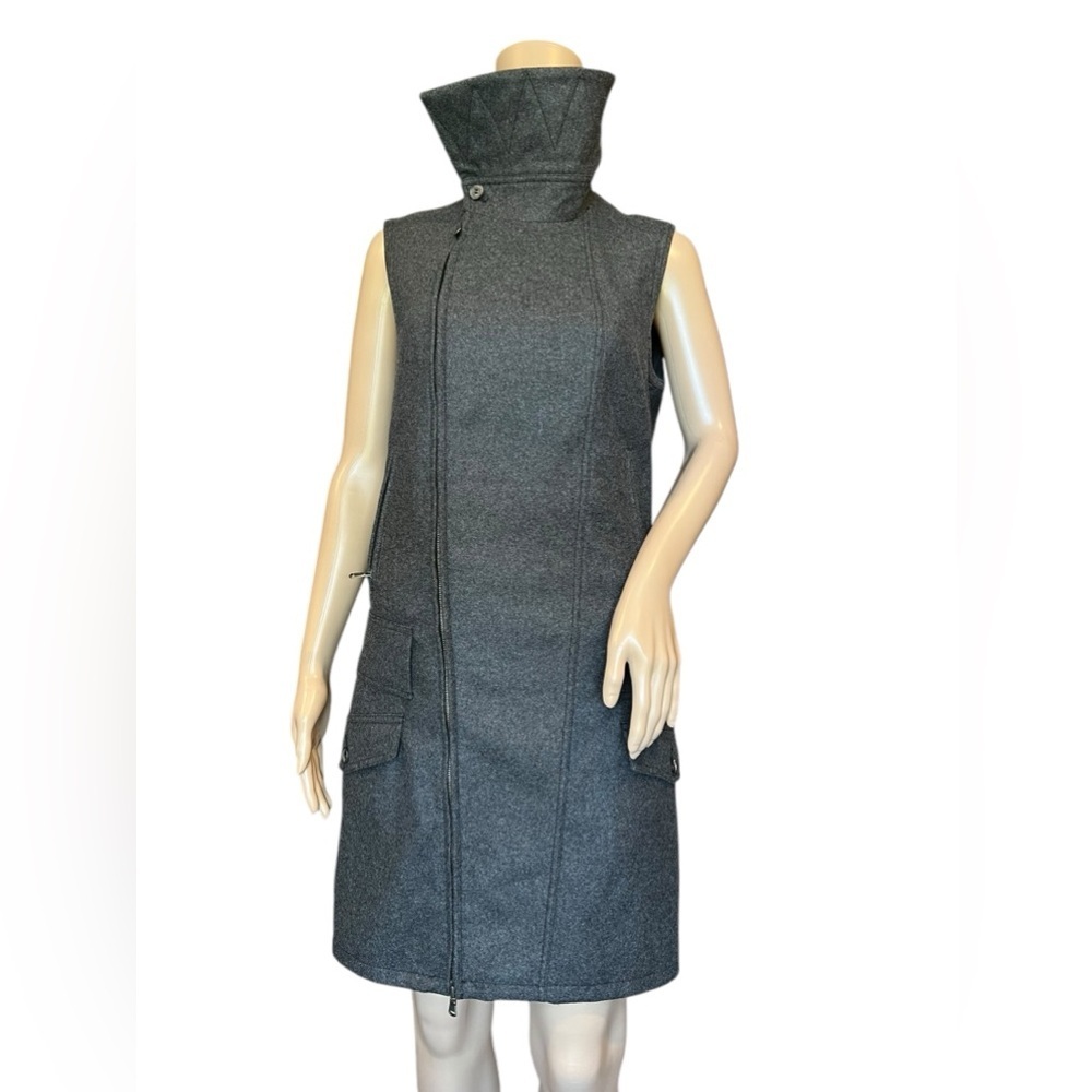 DIESEL BLACK GOLD Full Zip Womens Gray Wool Vest Dress Made In Italy Size 42 - Picture 3 of 16